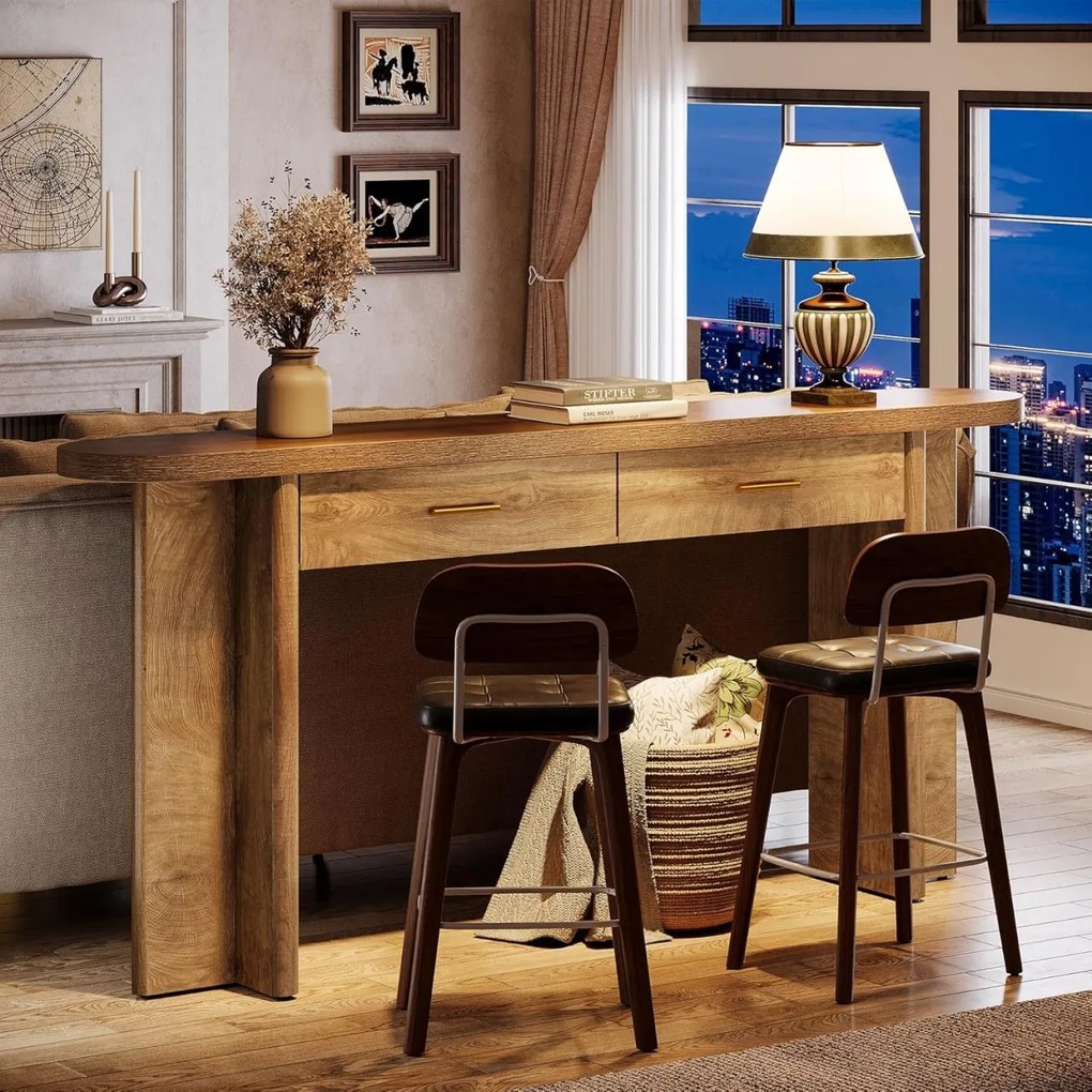 MAM33 - Masa Consola cu colturi rotunjite, 160 cm, masuta hol, living, dining, dormitor - Maro