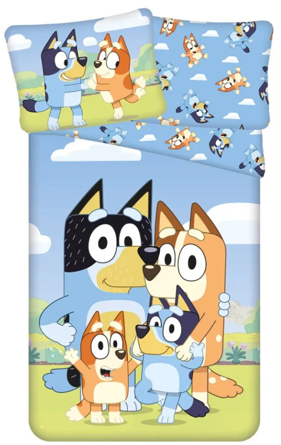 Bluey Happy Family lenjerie de pat 140×200cm, 70x90 cm