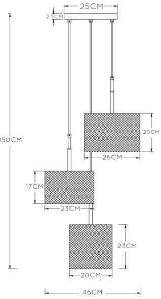 Lustră pe cablu BASKETT 3xE27/40W/230V Lucide 45459/03/30