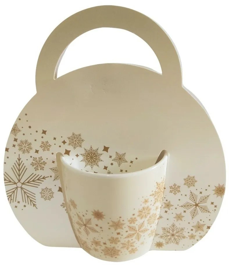 Cană de porțelan Home Elements cu design deCrăciun Fulgi de zăpadă 300 ml în cutie cadou