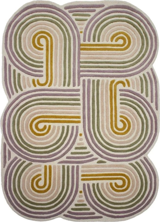 Covor verde țesut manual din lână 160x230 cm Spiral Shaped – Flair Rugs