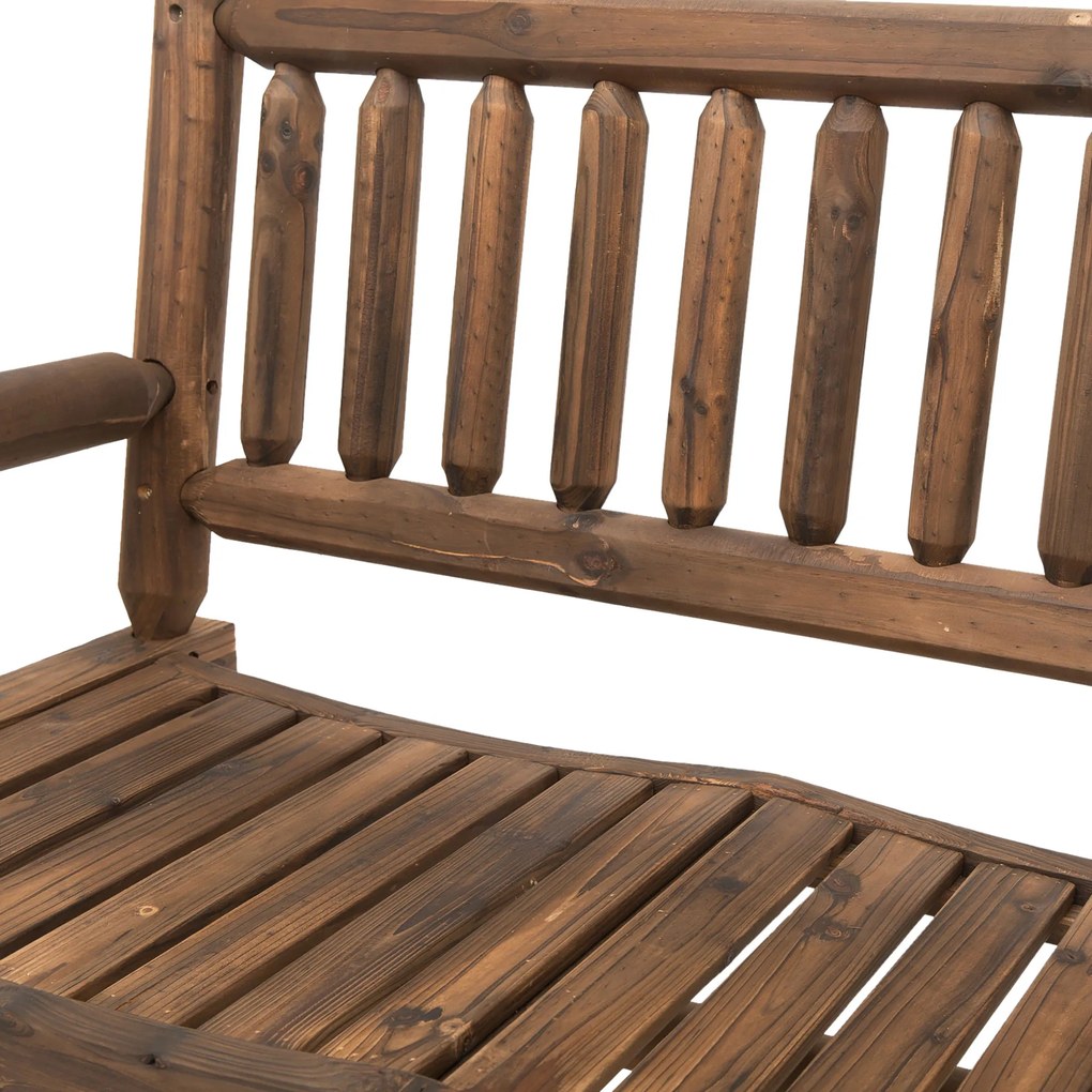 Outsunny Banca tip Leagan cu 2 locuri din Lemn de Brad, Design Rustic, pentru Exterior, 112x67x93cm, Greutate Maxima 250 kg