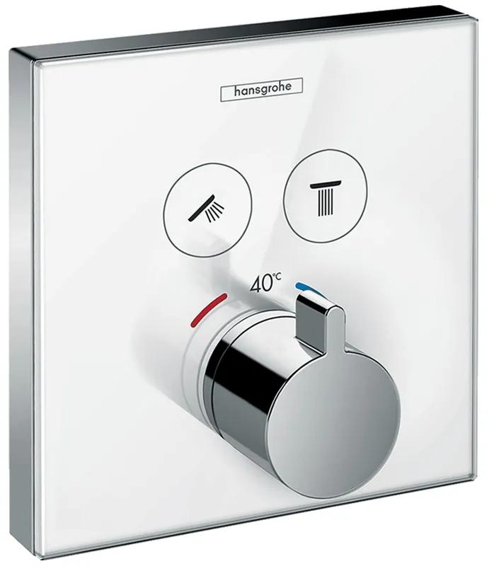 Baterie dus termostatata culoare alb crom Hansgrohe, ShowerSelect Alb lucios/Crom lucios
