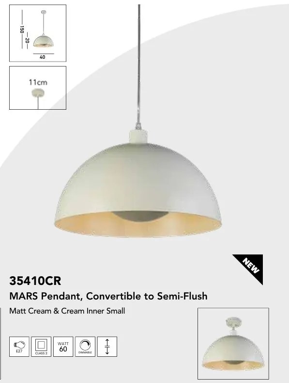 Lustra suspendata stil industrial Mars crem