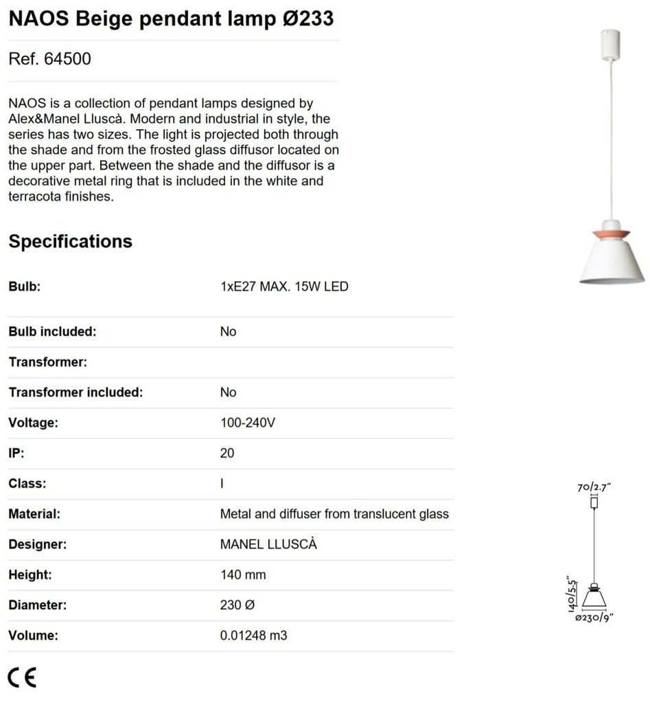Lustra / Pendul modern design industrial 23cm NAOS