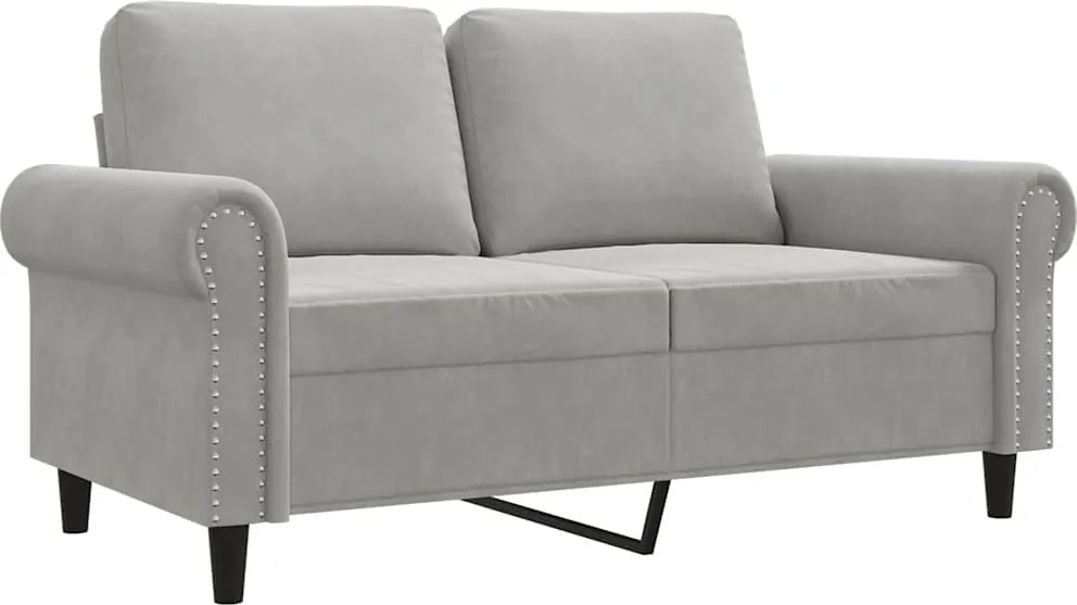 vidaXL Canapea cu 2 locuri, gri deschis, 120 cm, catifea