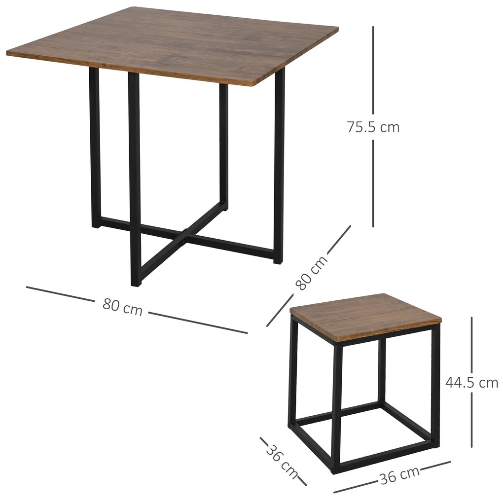 Set HOMCOM Masă și Scaune Industrial pentru Bucătărie, Design Modern, Spațiu Optimizat, Ideal pentru Micile Apartamente | Aosom Romania