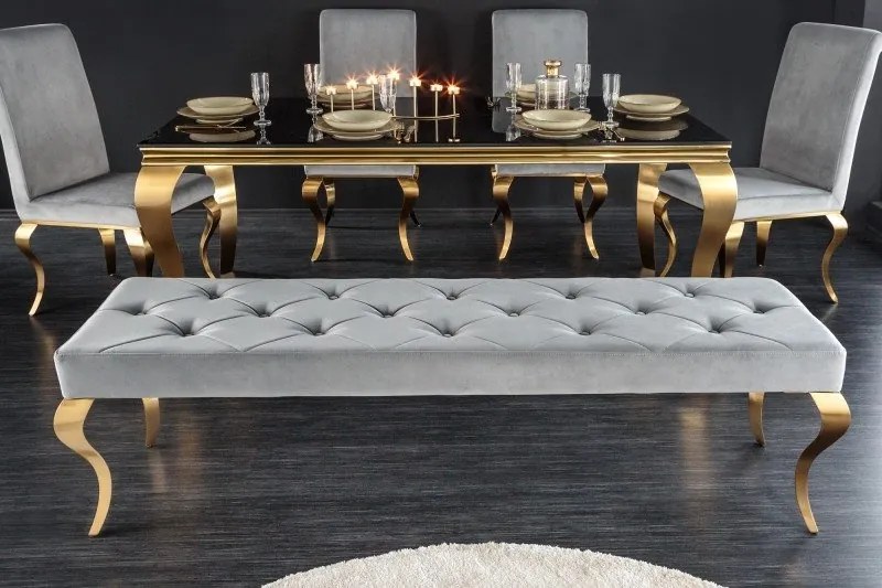 Banca eleganta Modern Barock 170cm, gri / auriu