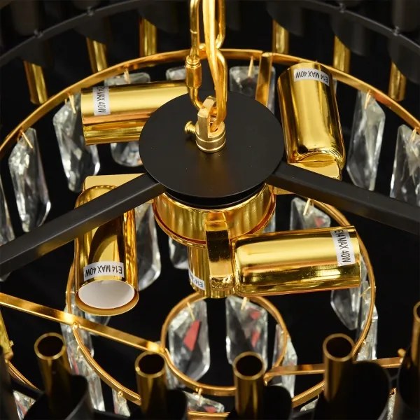 Brilagi - Lustru aplicat ECLIPSE, 5 x E14, 10 W, 230 V, Ø 38 cm, negru/auriu