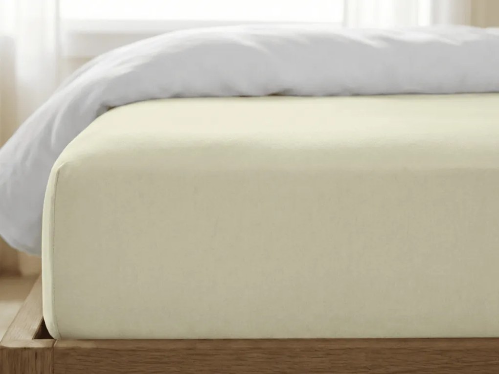 Cearsaf jersey cu lycra crem deschis 180 x 200 cm
