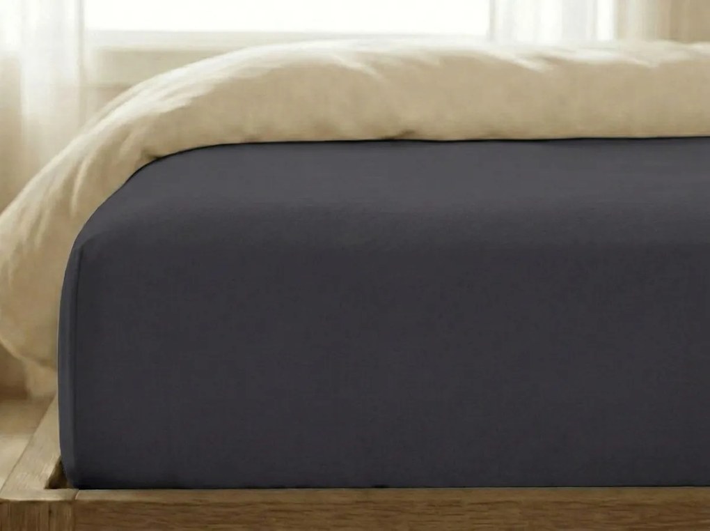 Cearsaf Jersey cu lycra antracit 180 x 200 cm