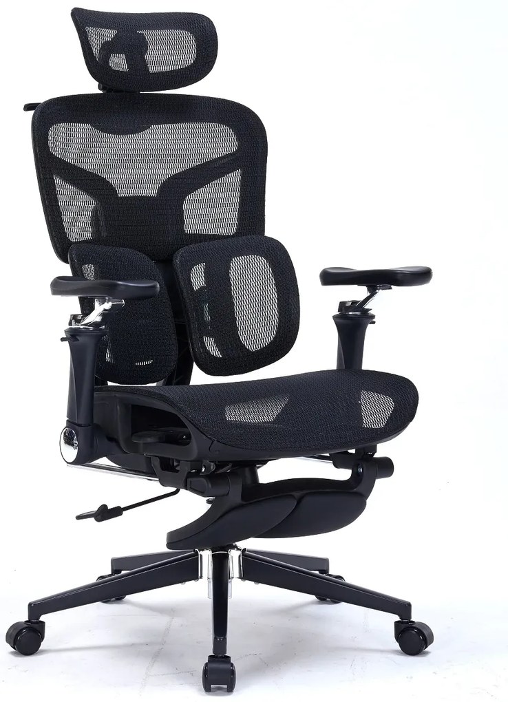 DeluxStar T9 Premium – Scaun ergonomic, cotiere 6D ultra moi, suport lombar adaptiv, spătar reglabil pe inaltime, tetiera 4D, mecanism multifunctional inclinare/blocare, pivotant, Mesh, Negru