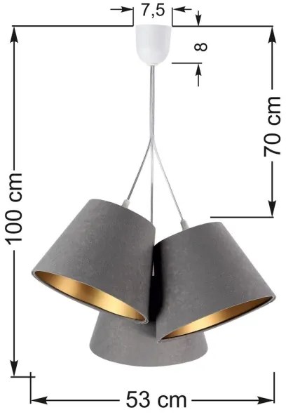 Lustră pe cablu AMBROSIA 3xE27/60W/230V