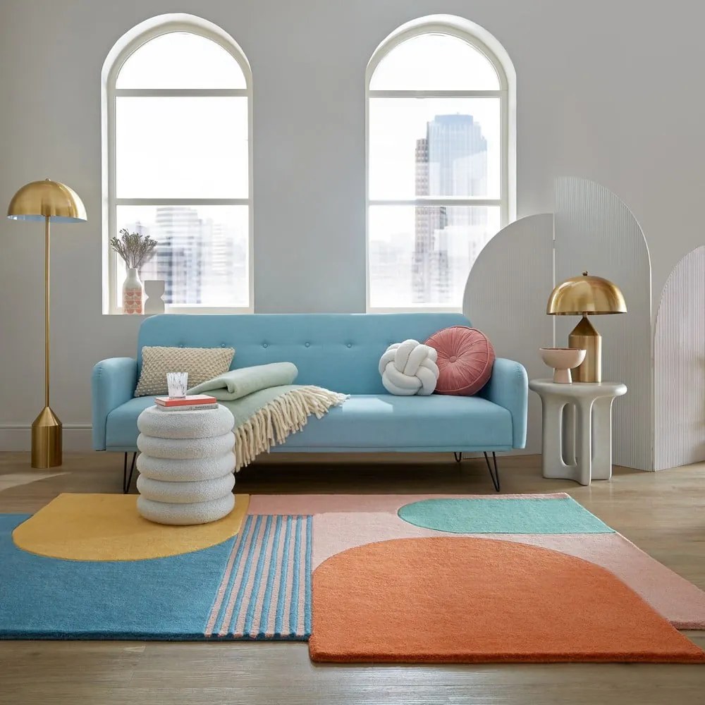 Covor albastru țesut manual din lână 150x240 cm Lozenge Bright Multi – Flair Rugs
