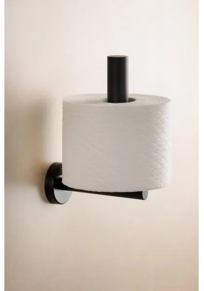 WENKO 24262100 - Suport pentru hârtie igienică BOSIO BLACK, 8 x 18 cm, inox/argintiu