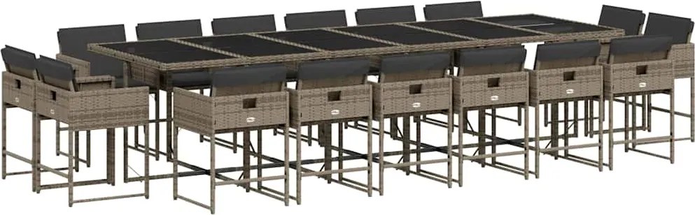 vidaXL Set mobilier de grădină cu perne, 17 piese, gri, poliratan