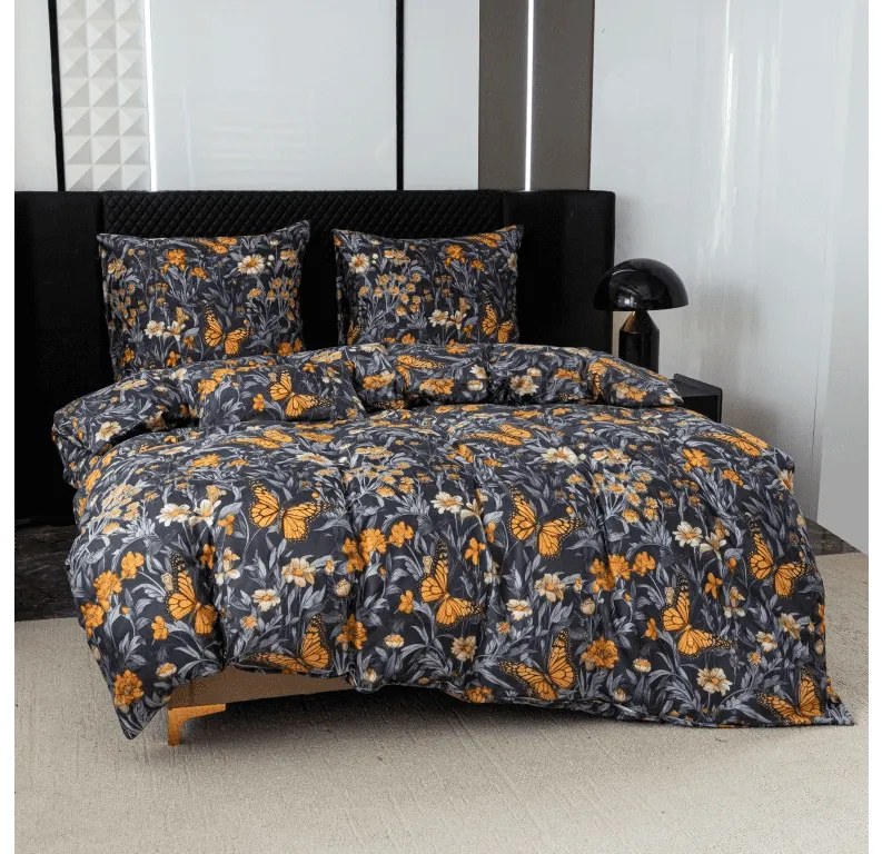 Lenjerie de pat din microfibra BUTTERFLY GARDEN albastru-gri Dimensiune lenjerie de pat: 2 buc 70 x 90 cm | 200 x 220 cm