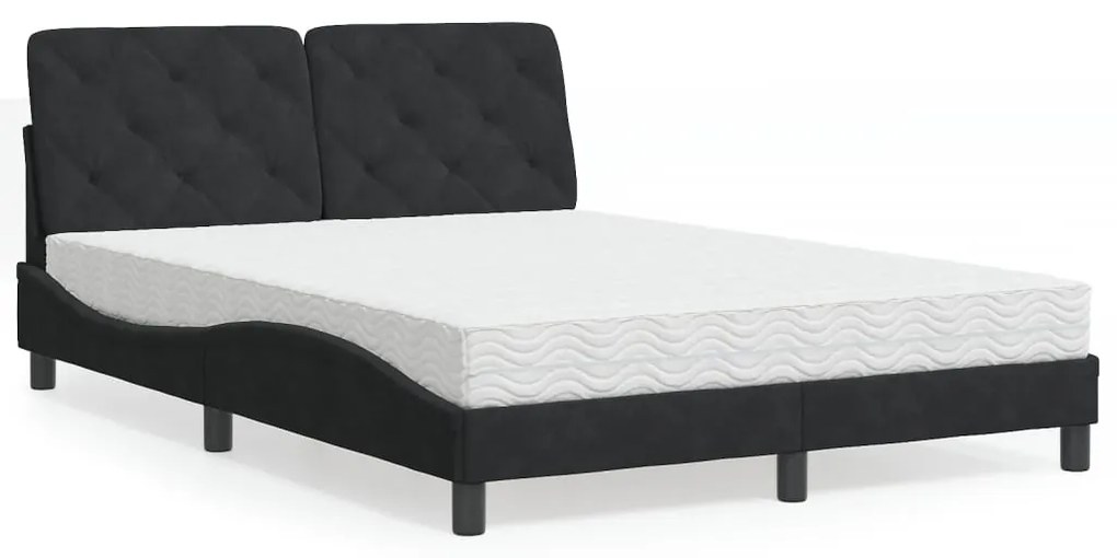 vidaXL Pat cu saltea, negru, 120x200 cm, catifea