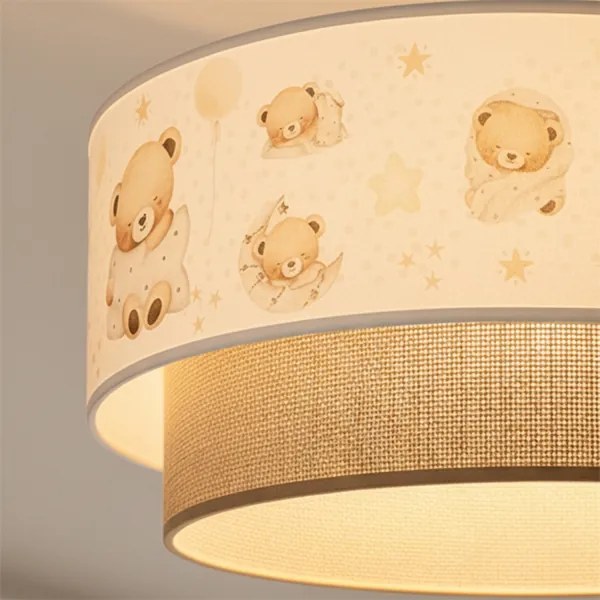 Brilagi - Lustră LED pentru copii pe cablu BOBO, 1x E27/60W/230V, Ø 40 cm, alb/bej/ursuleț