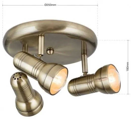 Plafoniera cu 3 spoturi directionabile Wilhelm Str 10-297/3 Patina OR