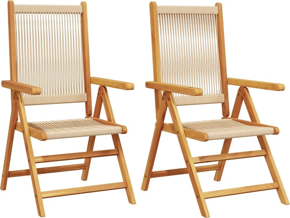 vidaXL Scaune grădină 2 buc. bej, lemn masiv acacia și polipropilenă