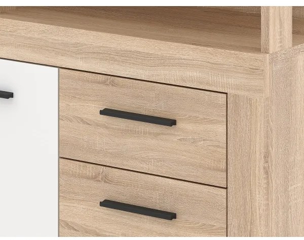 Comodă RUNA, stejar Sonoma/alb