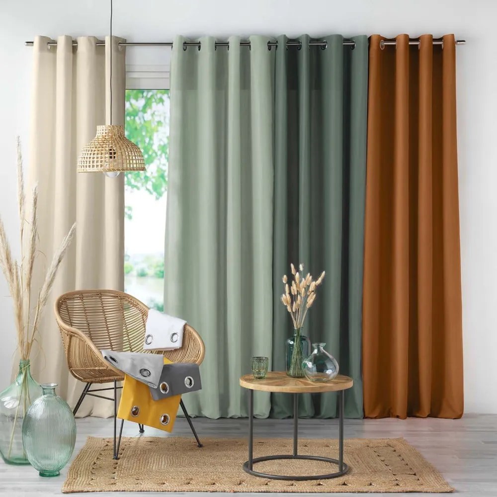 Draperie verde salvie dimout (semi-opacă) din microfibră 140x280 cm Absolu – douceur d'intérieur