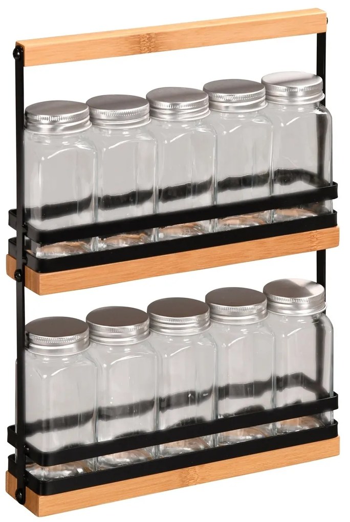 Suport pentru condimente Kesper 58036 cu 10recipiente goale, 23 x 32 x 5,5 cm