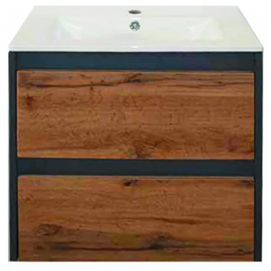 Mobilier de baie Porto 60 cu bază și lavoar în culoarea stejarului rustic antracit