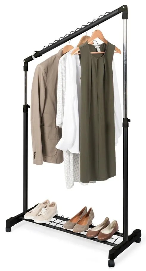 Suport pentru haine negru telescopic/cu roți din metal Under Stairs – Compactor