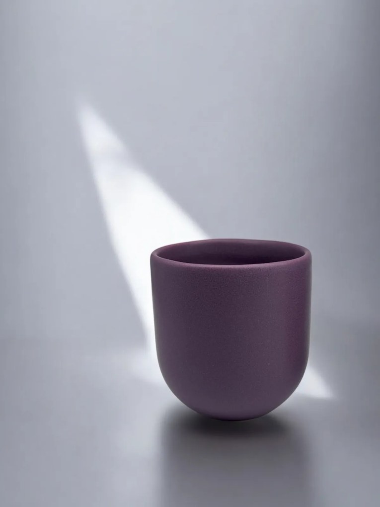 Set 3 Pahare Cafea NOVUM Velaris Purple Dynastia - 250 ml, 150 ml, 80 ml (Mov Regal Mat) - Gresie Ceramica Glazurata Manual