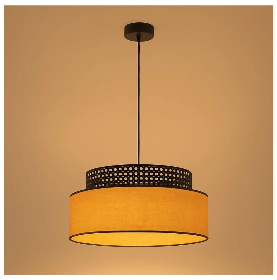 Lustră pe cablu BOHO 1xE27/60W/230V negru/bej