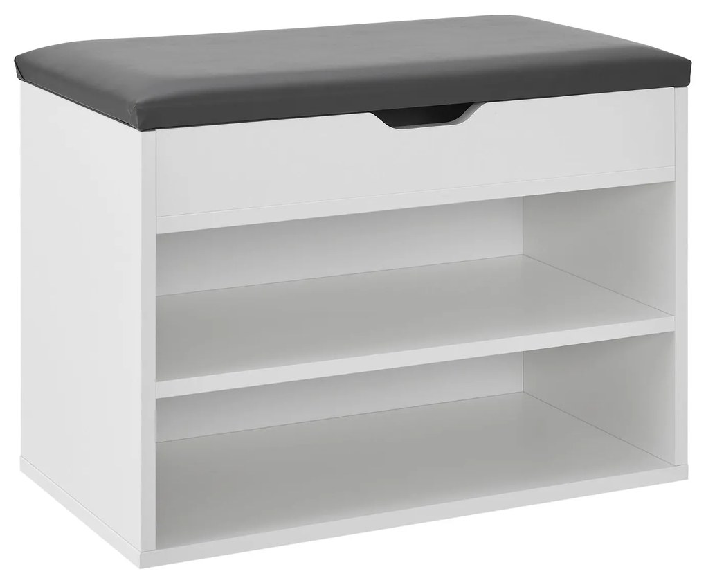 Suport pantofi cu capac rabatabil și șezut căptușit 60 x 30 x 44 cm alb