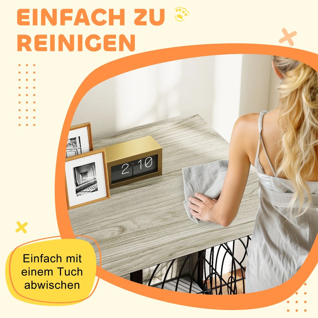 PawHut Cușcă pentru câini, Casetă pentru câini, Cușcă de ședere blocabilă pentru câini mari, Gri | Aosom Romania