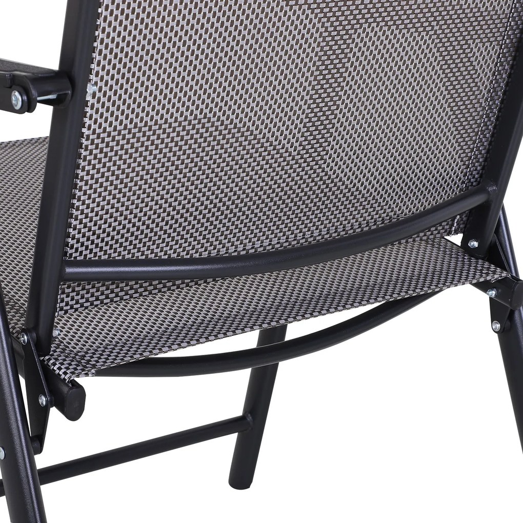 Set de 2 Scaune Pliabile Outsunny pentru Exterior,Otel si Textilen, Gri si Negru | Aosom Romania