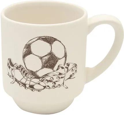 Cana Hobby Chic fotbal din ceramica alba 8 cm