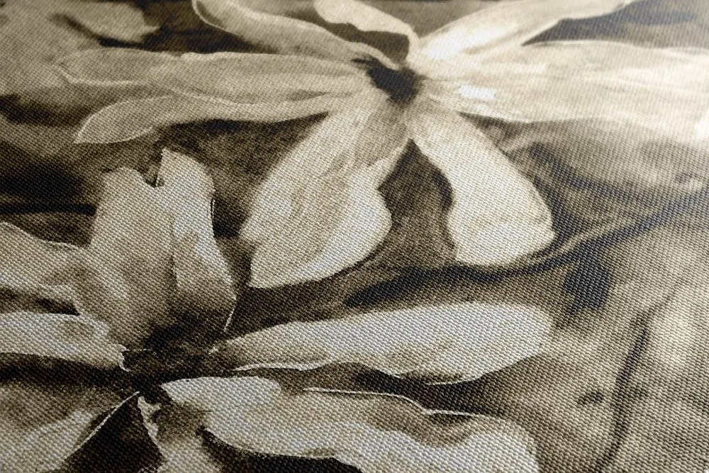 Tablou copacul de acuarelă înflorit în design sepia