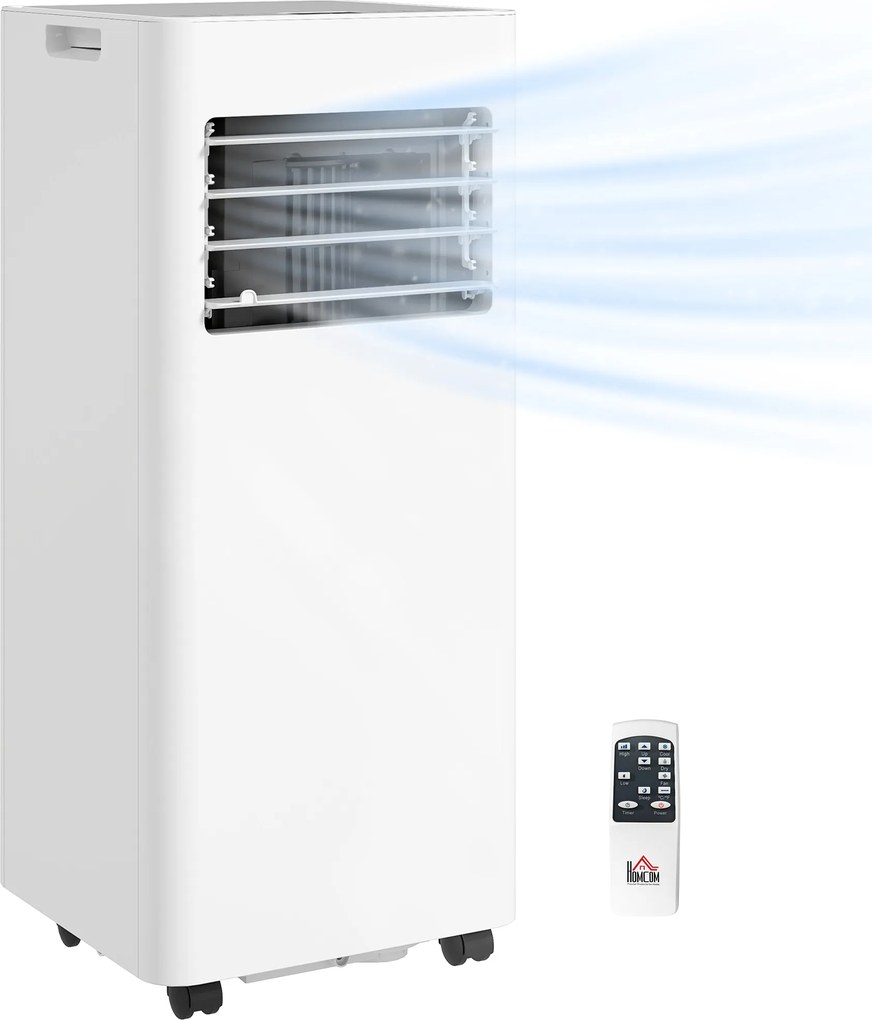 HOMCOM Climatizor mobil 9000 BTU/h 3 în 1 răcire ventilator dezumidificator temporizator 24H și telecomandă alb | Aosom Romania