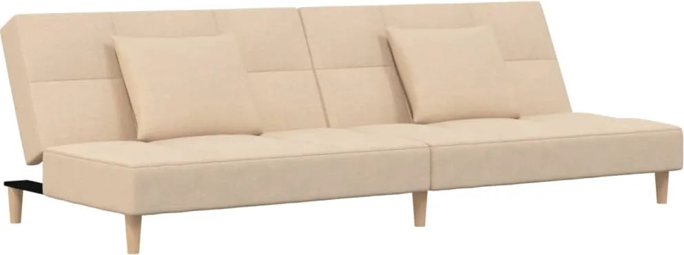 vidaXL Canapea extensibilă cu 2 locuri, 2 perne, crem, textil
