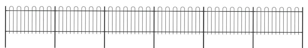 Gard de gradina cu varf curbat, negru, 10,2 x 1 m, otel 1, 1 m, 10.2 m