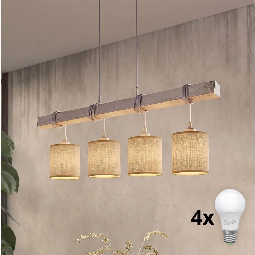 Brilagi - lustru LED suspendat pe cablu NUBILA 4xE27/60W/230V gri/maro deschis