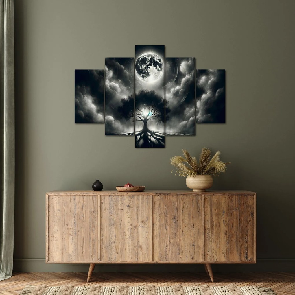 Tablou – Arbore alb-negru în lună plină (150x105 cm)