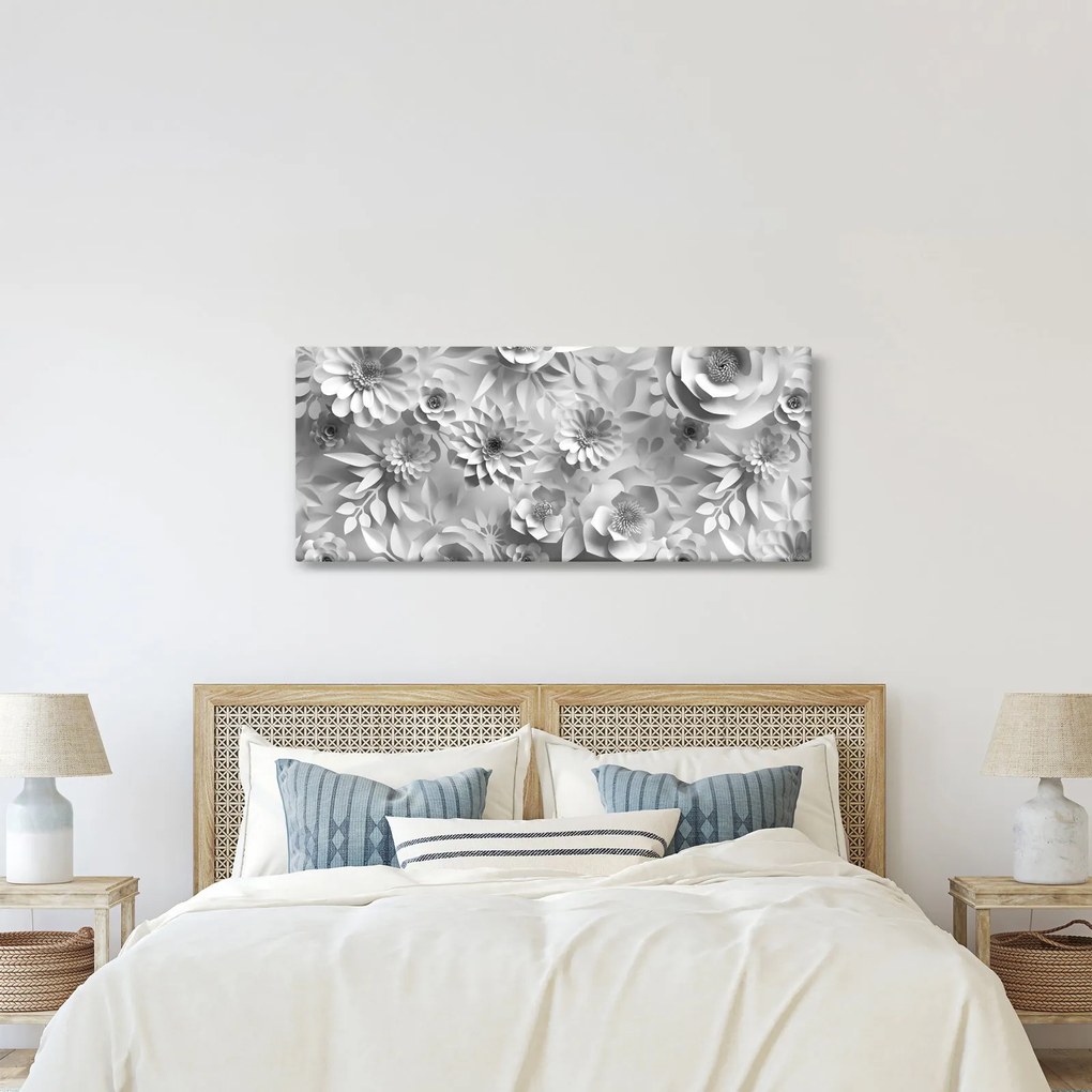 Tablou - Flori albe (120x50 cm)