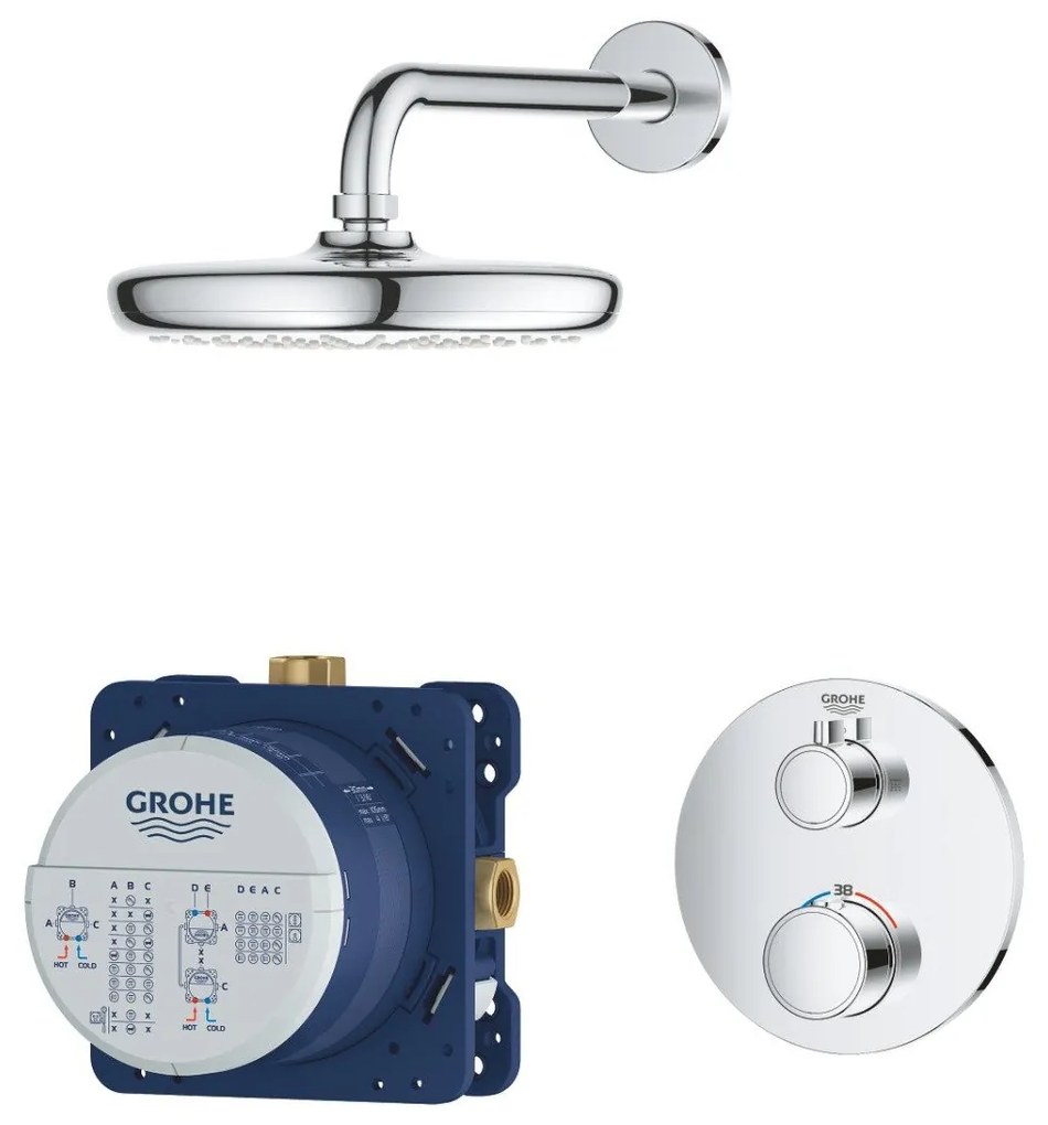 Sistem dus incastrat Grohe Grohtherm Perfect Round Tempesta 210, 1 consumator, crom - 34726000