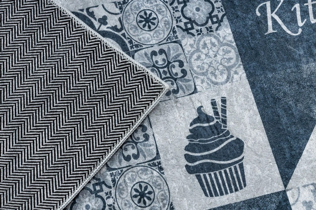 ANDRE 44211 covor lavabil gresii de Lisbona, bucatarie, anti-alunecare - gri / argintiu