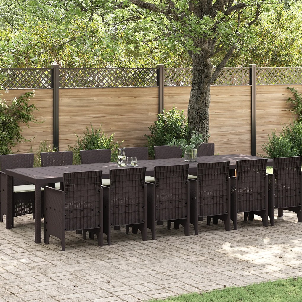 vidaXL Set de dining pentru grădină 13 pcs Maro mare Ratan