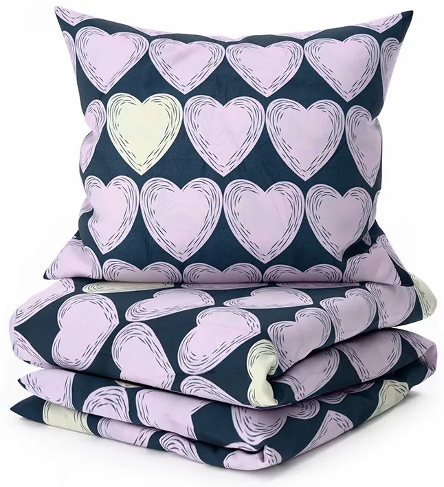 Lenjerie din microfibra VIOLET HEARTS mov deschis Dimensiune lenjerie de pat: 2 buc 70 x 80 cm | 160 x 200 cm