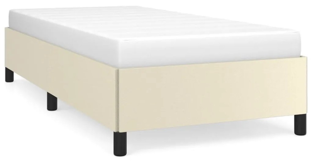 347229 vidaXL Cadru de pat, crem, 90x200 cm, piele ecologică