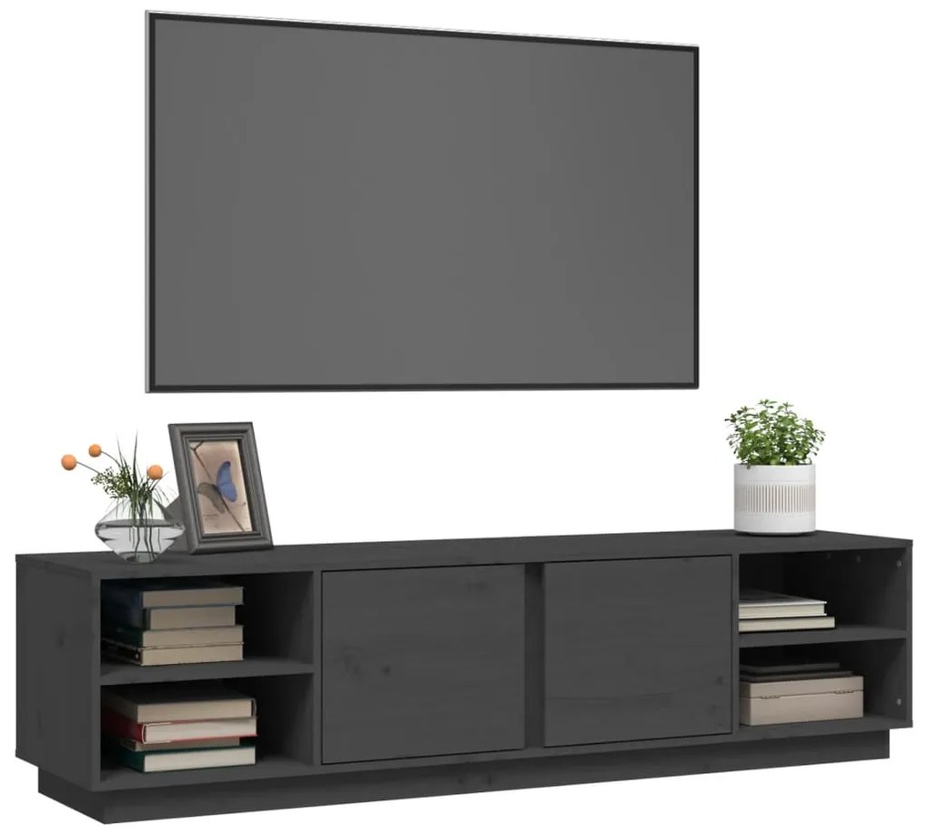 Comoda TV, gri, 156x40x40 cm, lemn masiv de pin 1, Gri