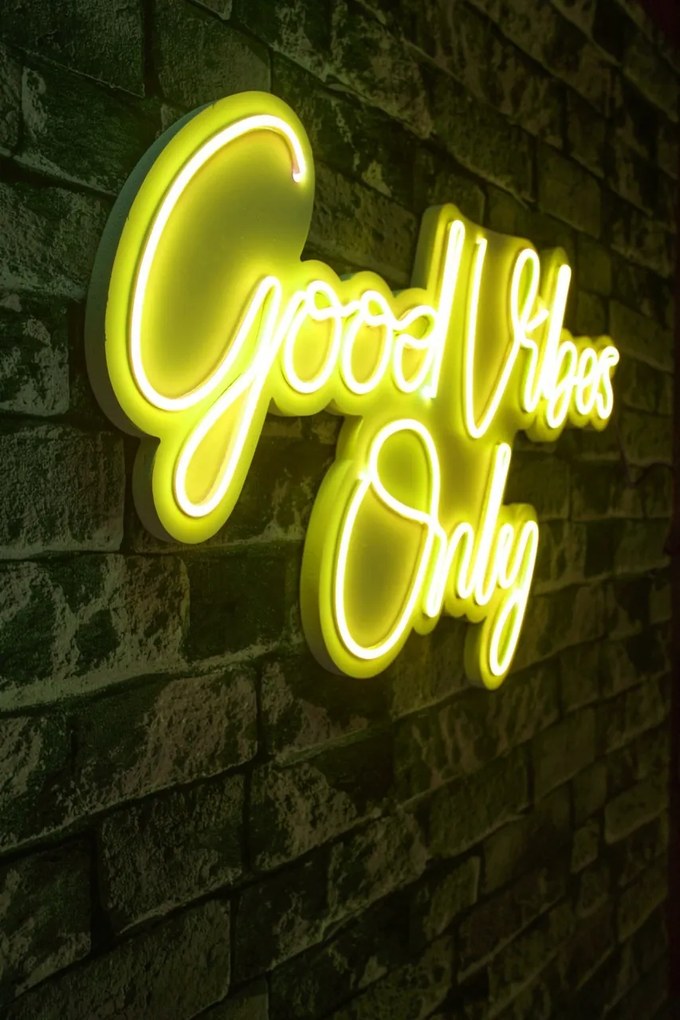 Decoratiune luminoasa LED de perete Good Vibes Only 2 Galben 37x62x2 cm